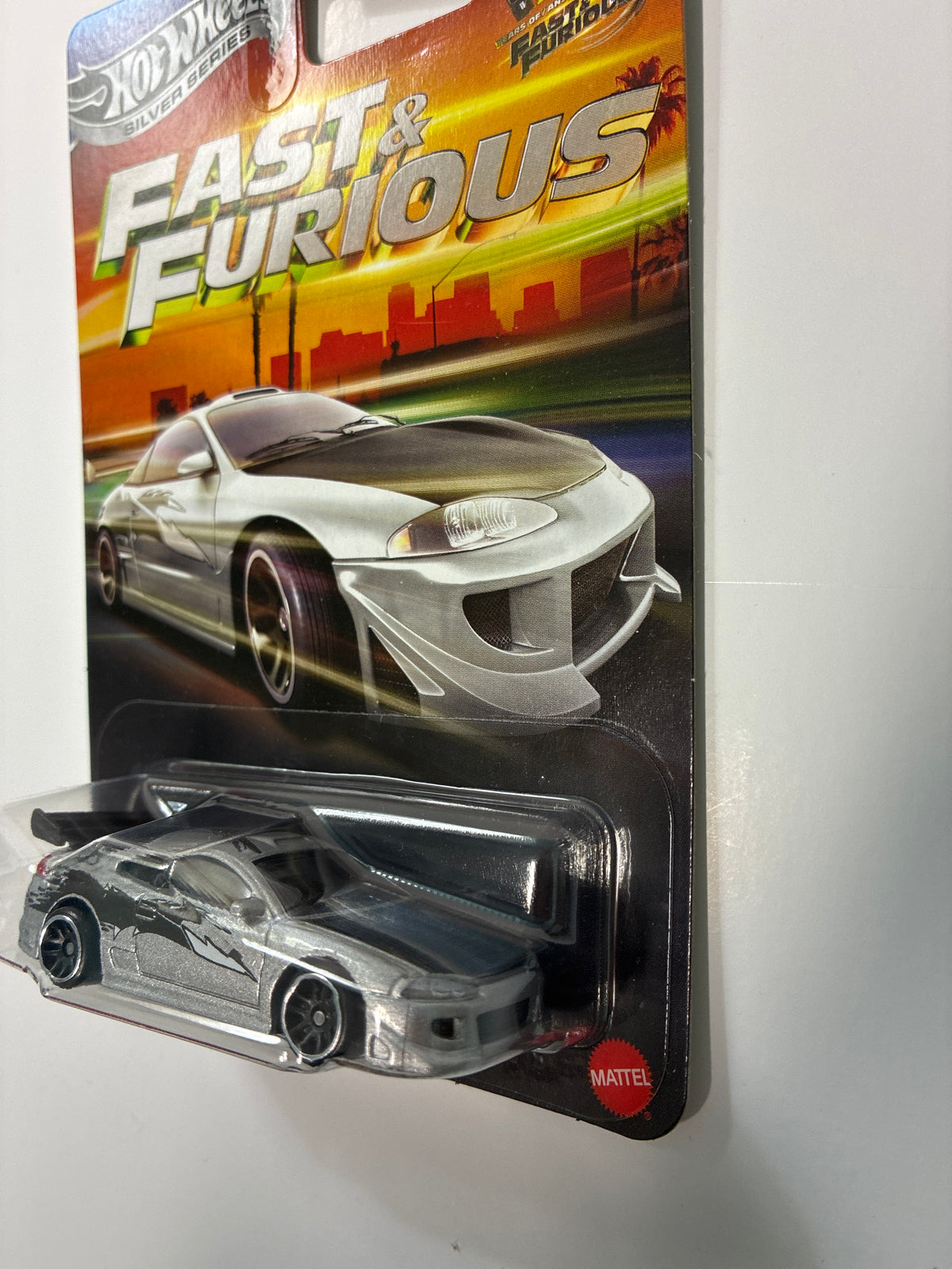 Hot Wheels 1/64 Silver Series Fast & Furious 1995 Mitsubishi Eclipse Silver - JKX22 - Damaged Box