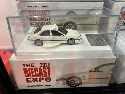 MK Miniatures 1/64 2025 Auto Expo Singapore Peugeot 406 Resin Model Taxi White