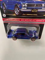 Hot Wheels RLC 1/64 1972 Nissan Skyline H/T 2000GT-R w/ Button, no Patch Blue - Damaged Card