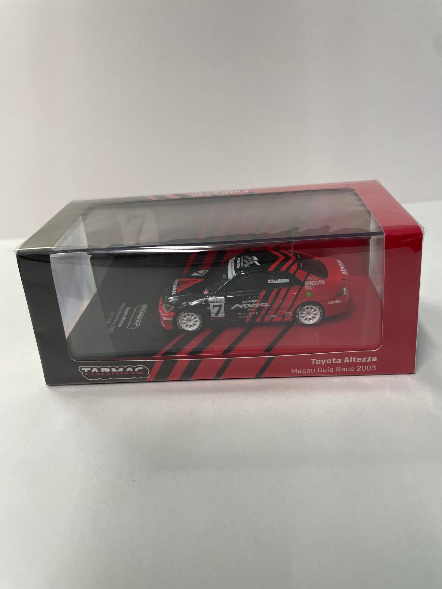 Tarmac Works 1/64 Hobby64 Toyota Altezza Macau Guia Race 2003 #7 Red & Black