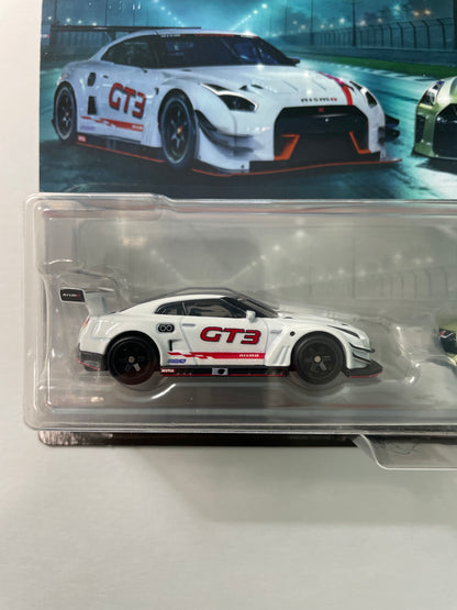 Hot Wheels 1/64 Premium Car Culture 2 Pack Nissan GT-R Nismo GT3 White & Nissan GT-R (R35) Green - JBL05