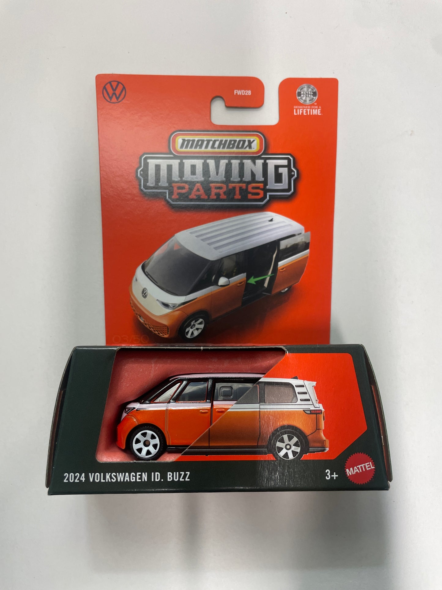 Matchbox 1/64 Moving Parts 2024 Volkswagen ID. Buzz Orange & White - JHV49
