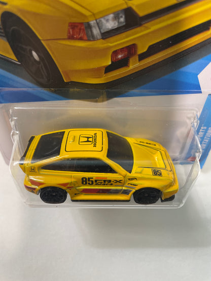 Hot Wheels 1/64 1985 Honda CR-X Yellow - Damaged Box
