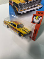 Hot Wheels 1/64 Treasure Hunt ‘65 Ford Galaxie Yellow - Damaged Card