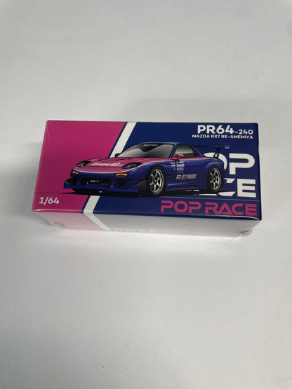 Pop Race 1/64 Mazda RX7 RE-AMEMIYA Blue Pink - PR64-0240