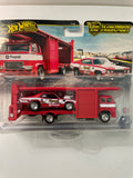 Hot Wheels 1/64 Car Culture Team Transport G Case '73 Plymouth Duster w/ Second Story Lorry Red