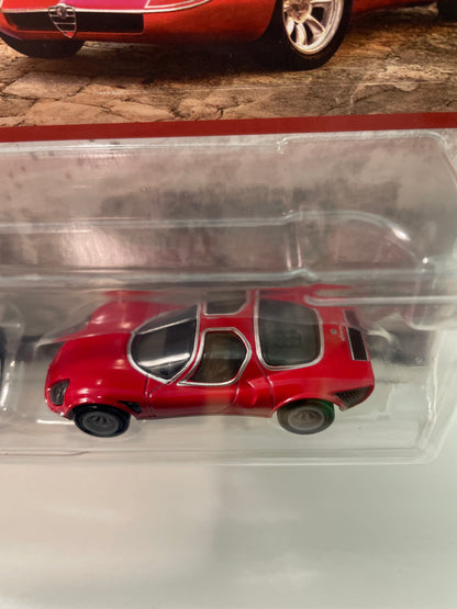 Hot Wheels 1/64 Premium Car Culture 2 Pack Alfa Romeo 155 V6 TI Black & '69 Alfa Romeo 33 Stradale Red - JBK95