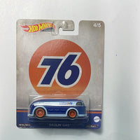 Hot Wheels 1/64 Pop Culture Vintage Oil Haulin’ Gas Blue - Damaged Card