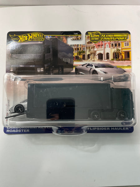 Hot Wheels 1/64 Car Culture Team Transport Lamborghini Reventon Roadster & Flipsider Hauler Black