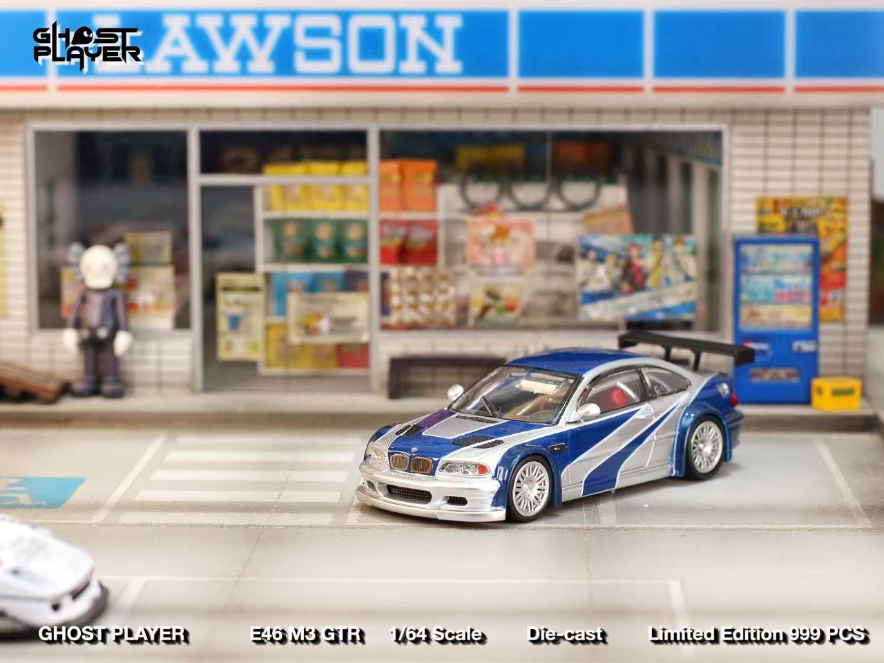 Ghost Player 1/64 BMW M3 E46 GTR Silver & Blue Need for Speed
