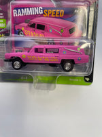 Johnny Lightning 1/64 Street Freaks Demolition Derby Custom Haulin Hearse Pink