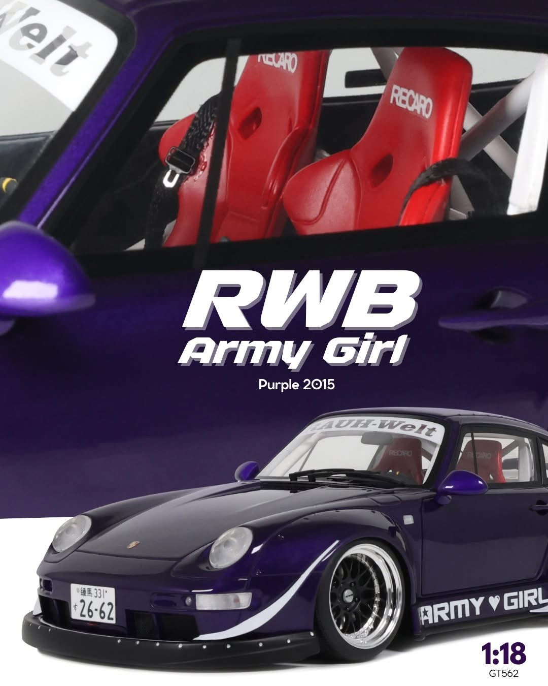 GT Spirit 1/18 2015 RWB Army Girl Resin Series Purple - GT562