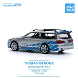 1/64 Pop Race Nissan Stagea R34 Silver & Blue