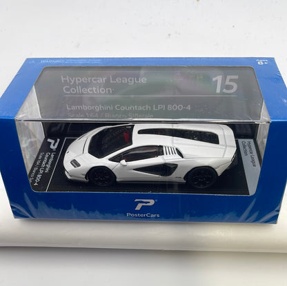 Postercars 1/64 Hypercar League Collection Lamborghini Countach LPI 800-4 Bianco Siderale White