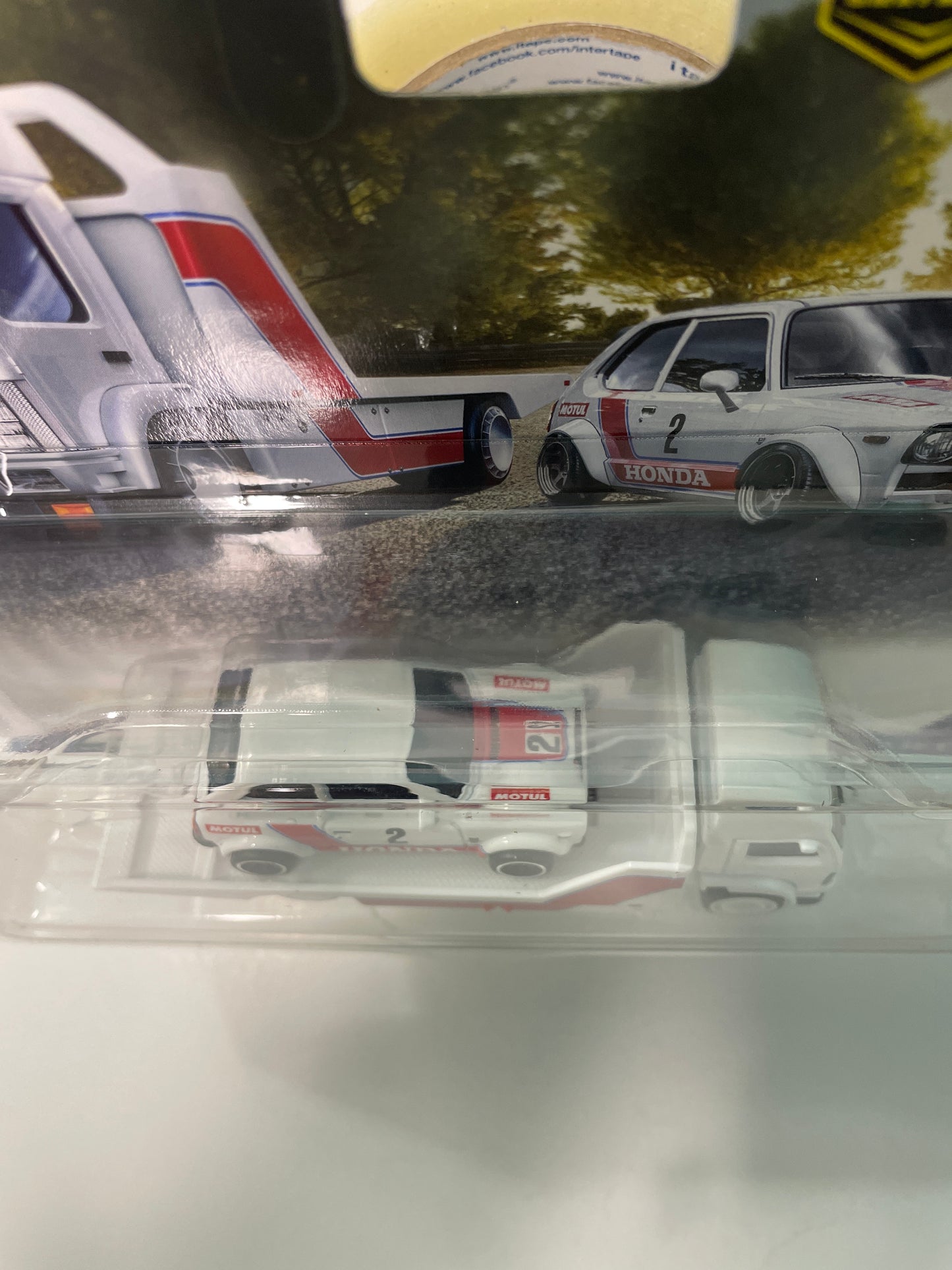 Hot Wheels 1/64 Car Culture Team Transport G Case '73 Honda Civic Custom w/ Aero Lift White & Red