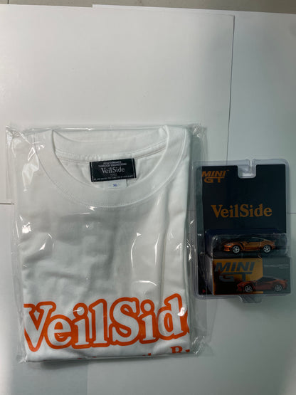 Mini GT 1/64 2026 Tokyo Auto Salon Nissan Fairlady Z VeilSide FFZ400 Orange Chrome & XL T-Shirt - MGT01153-BL