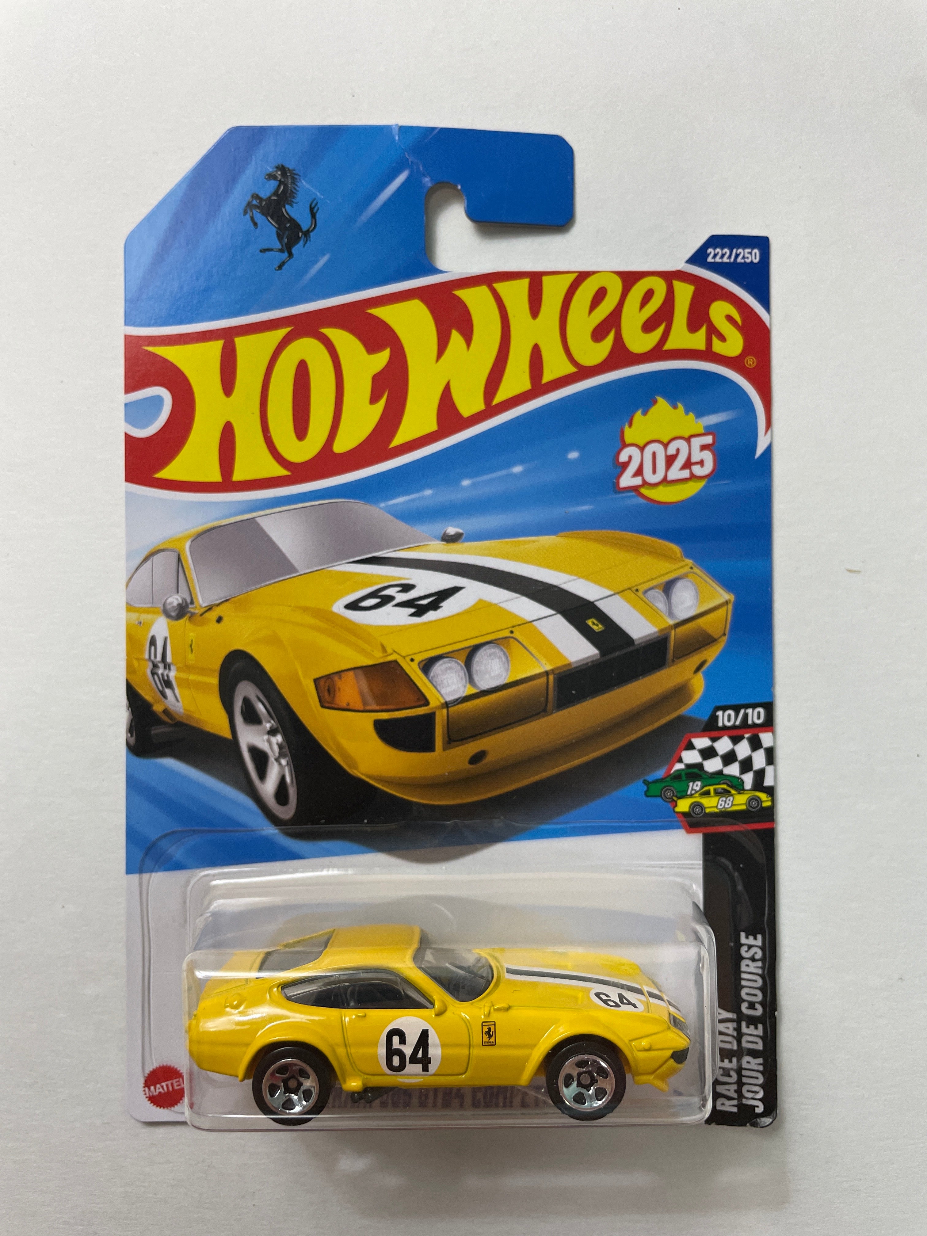 Hot Wheels 1/64 Ferrari 365 GTB4 Competizione #64 Yellow - Damaged