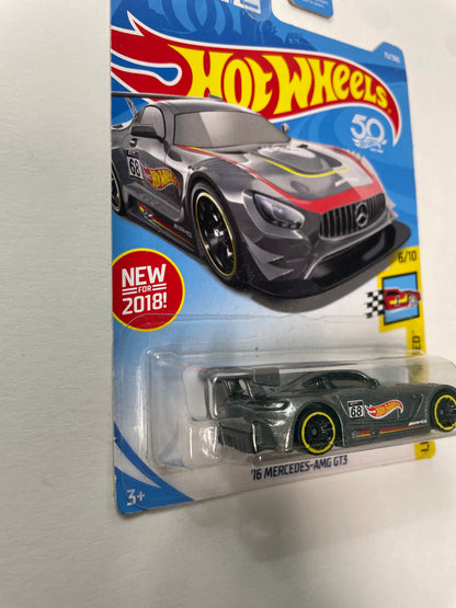 Hot Wheels 1/64 ‘16 Mercedes-AMG GT3 Grey - Damaged Box