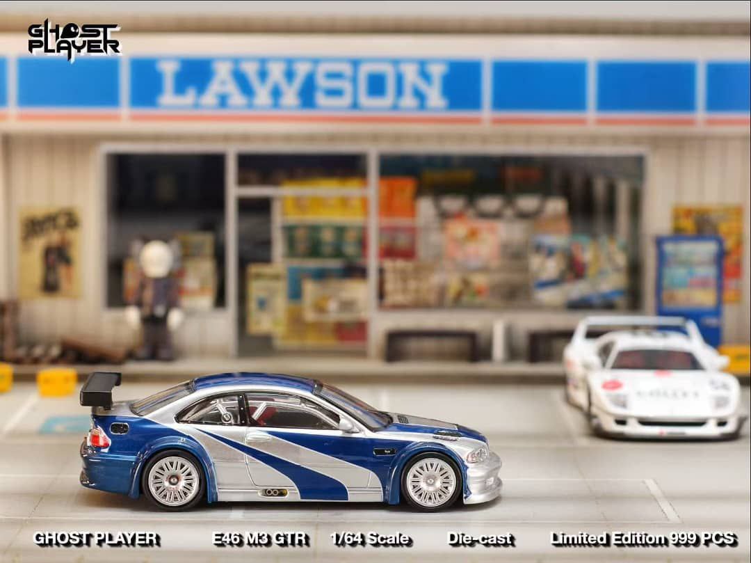 Ghost Player 1/64 BMW M3 E46 GTR Silver & Blue Need for Speed