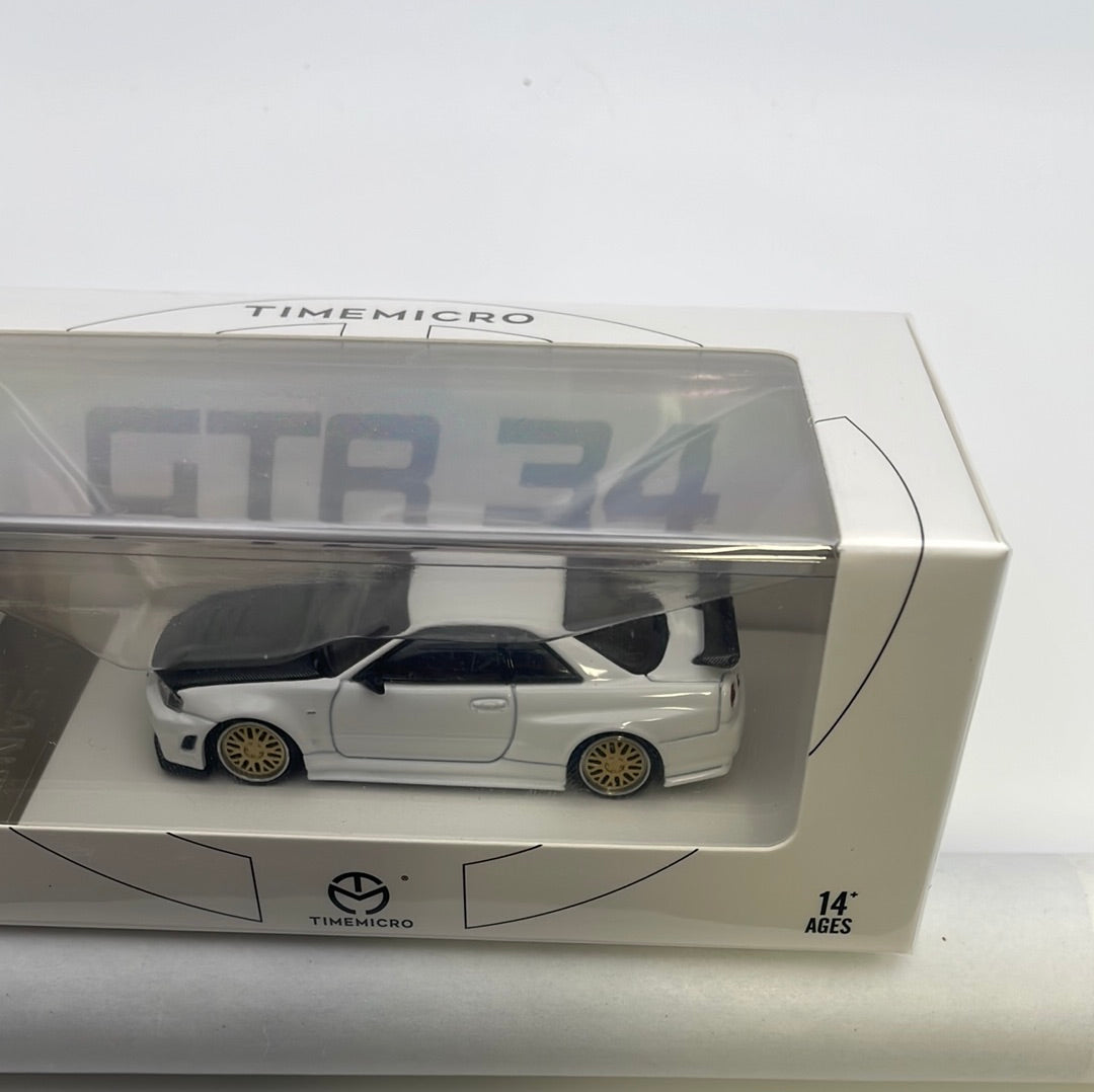 Time Micro 1/64 Nissan Skyline GT-R R34 White – Flipn Diecast