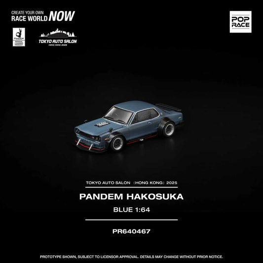 Pop Race 1/64 Tokyo Auto Salon Hong Kong 2025 Nissan Skyline GT-R V8 Drift (Hakosuka) Blue - PR64-0467