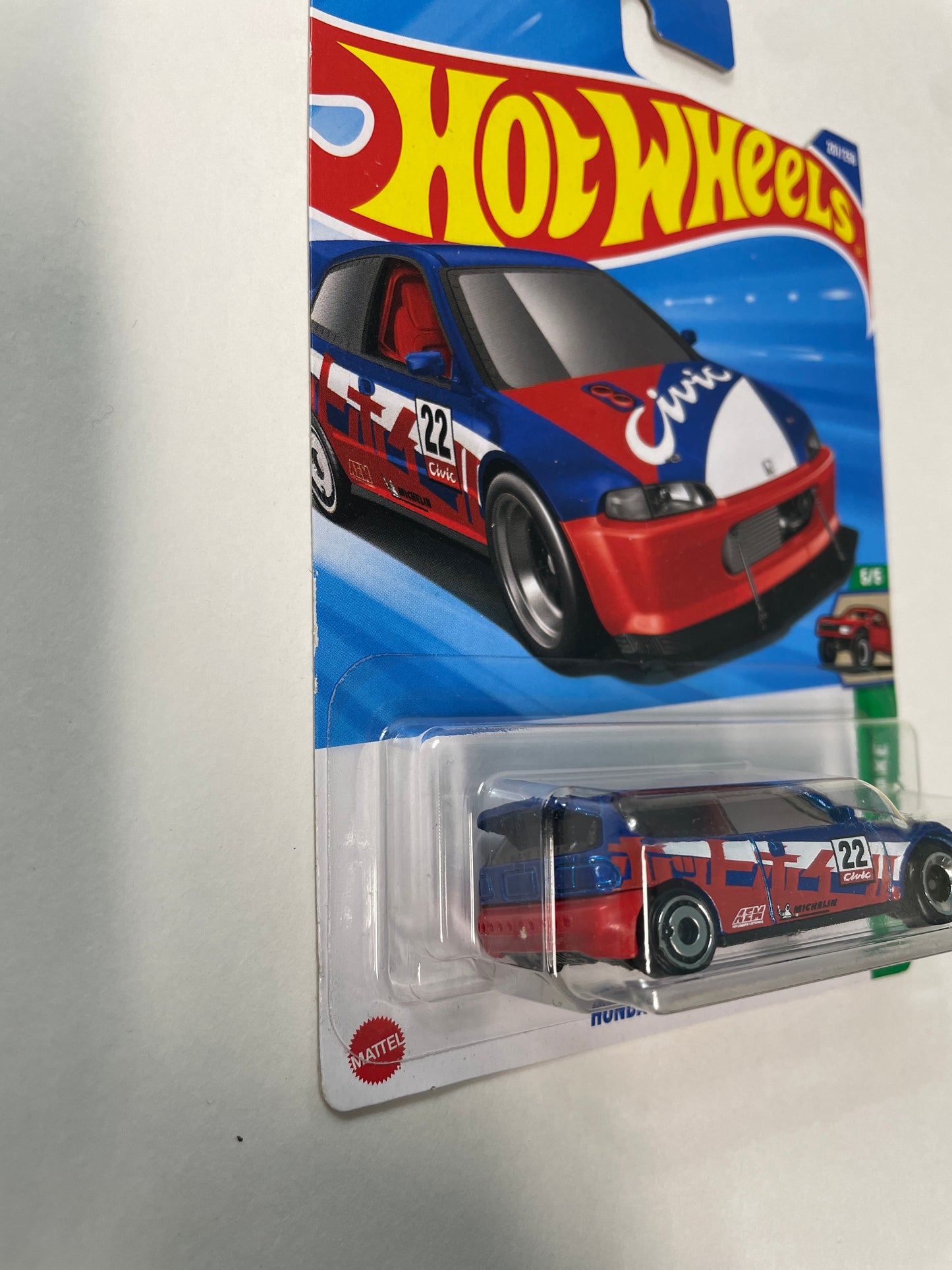 Hot Wheels 1/64 Honda Civic Custom Red & Blue - Damaged Box