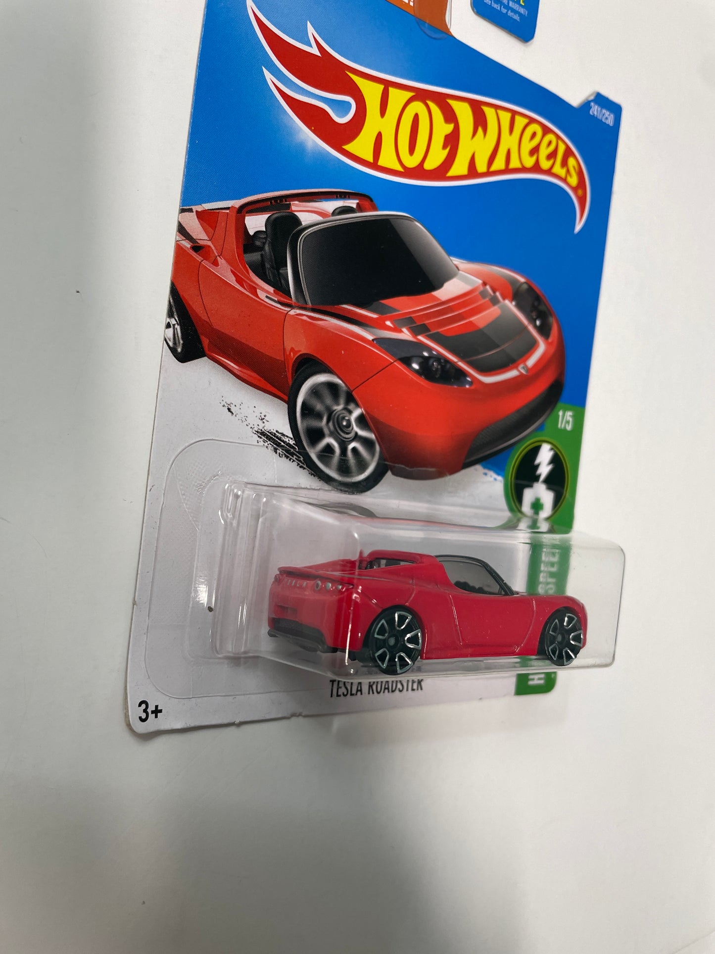 Hot Wheels 1/64 Tesla Roadster Red - Damaged Card