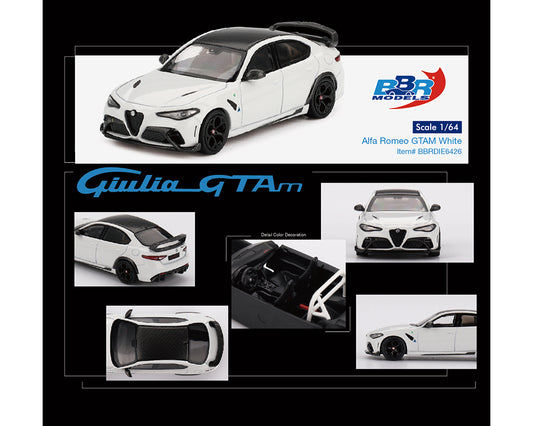 BBR Models 1/64 Alfa Romeo Giulia GTAm White - BBRDIE6426