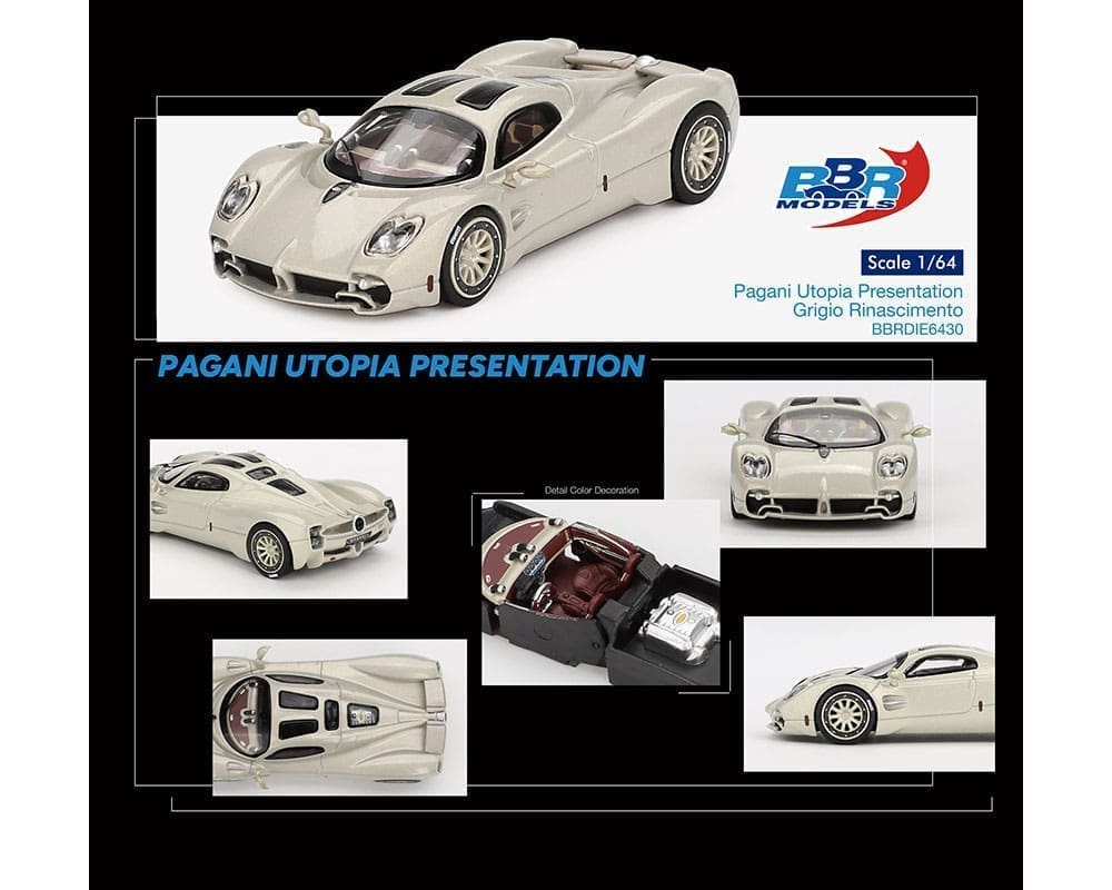 BBR Models 1/64 Pagani Utopia Presentation Grigio Rinascimento Grey