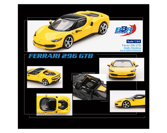 BBR Models 1/64 Ferrari 296 GTB Giallo Modena Yellow - BBRFER64005
