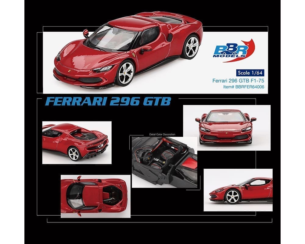 BBR Models 1/64 Ferrari 296 GTB Rosso Imola Red