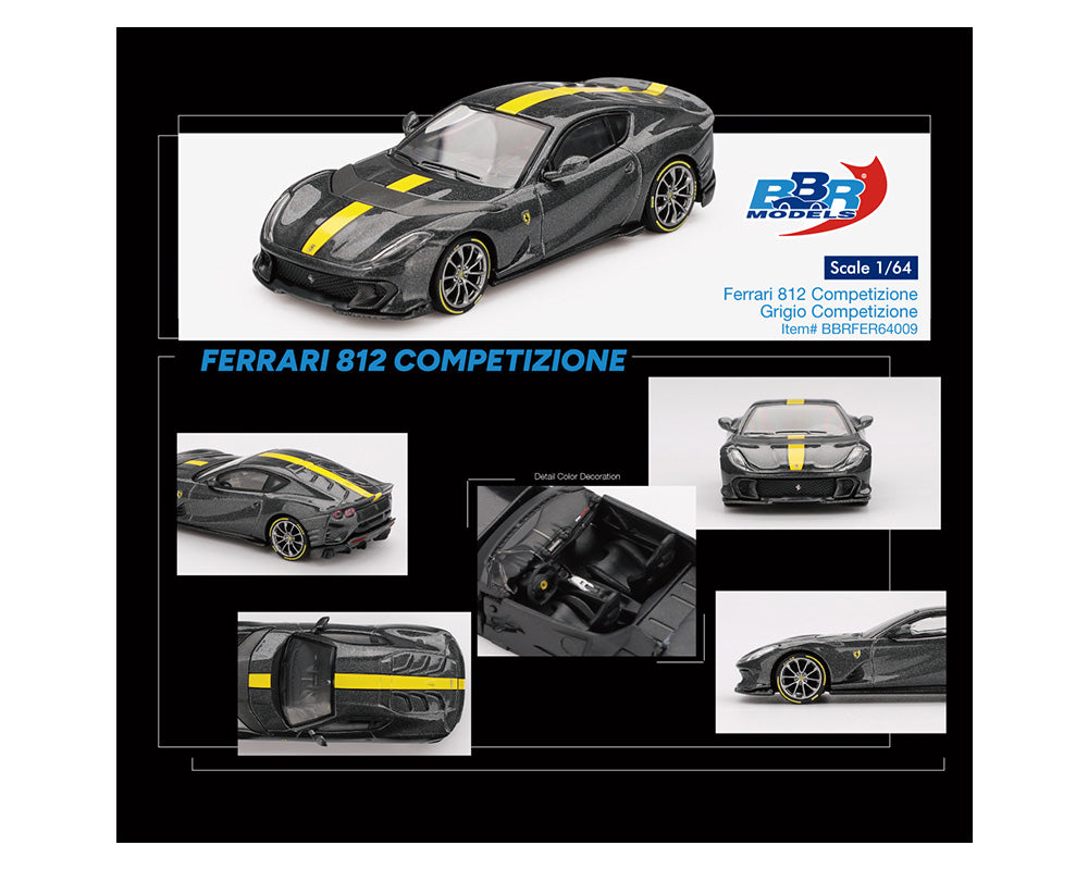 BBR Models 1/64 Ferrari 812 Competizione Grigio Black - BBRFER64009