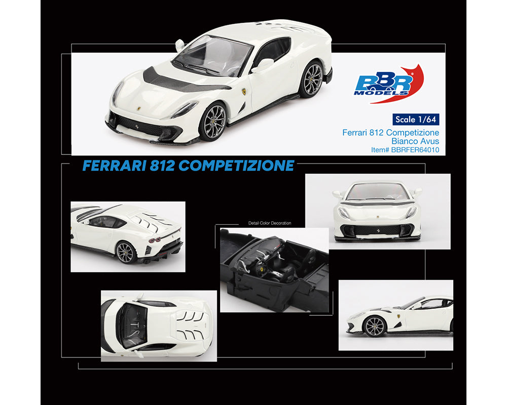 BBR Models 1/64 Ferrari 812 Competizione Bianco Avus White - BBRFER64010