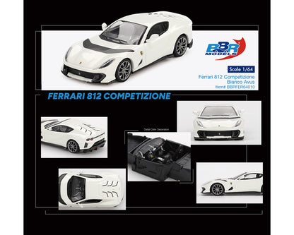 BBR Models 1/64 Ferrari 812 Competizione Bianco Avus White - BBRFER64010