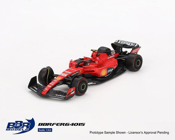 BBR Models 1/64 n55 Ferrari SF-23 Formula 1 Gulf Air Bahrain Grand Prix 2023 C.Sainz Red