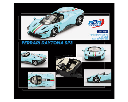 BBR Models 1/64 Ferrari Daytona SP3 Light Blue - BBRFER64020