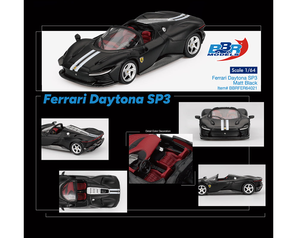 BBR Models 1/64 Ferrari Daytona SP3 Matt Black - BBRFER64021
