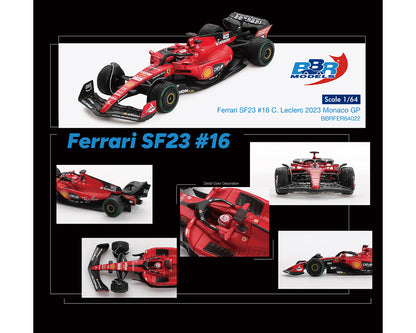 BBR Models 1/64 Ferrari F1 SF-23 Formula 1  Grand Prix  De Monaco 2023 C. Leclerc #16 Red - BBRFER64022