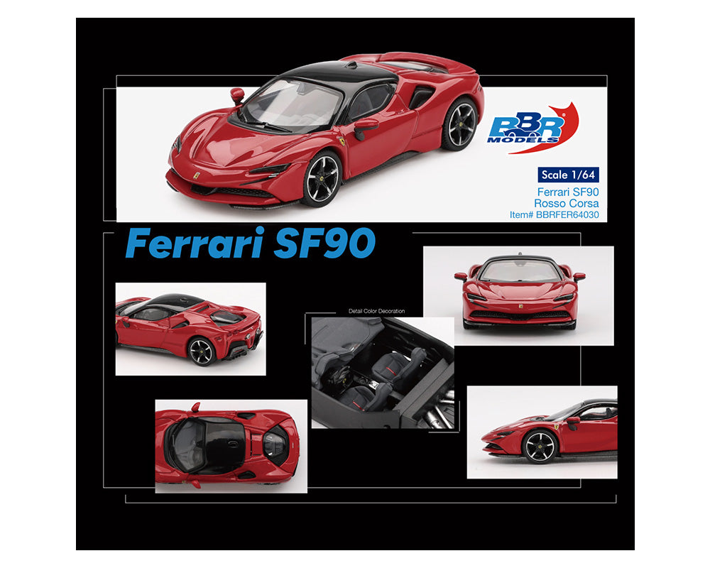 BBR Models 1/64 Ferrari SF90 Stradale Rosso Corsa Red - BBRFER64030