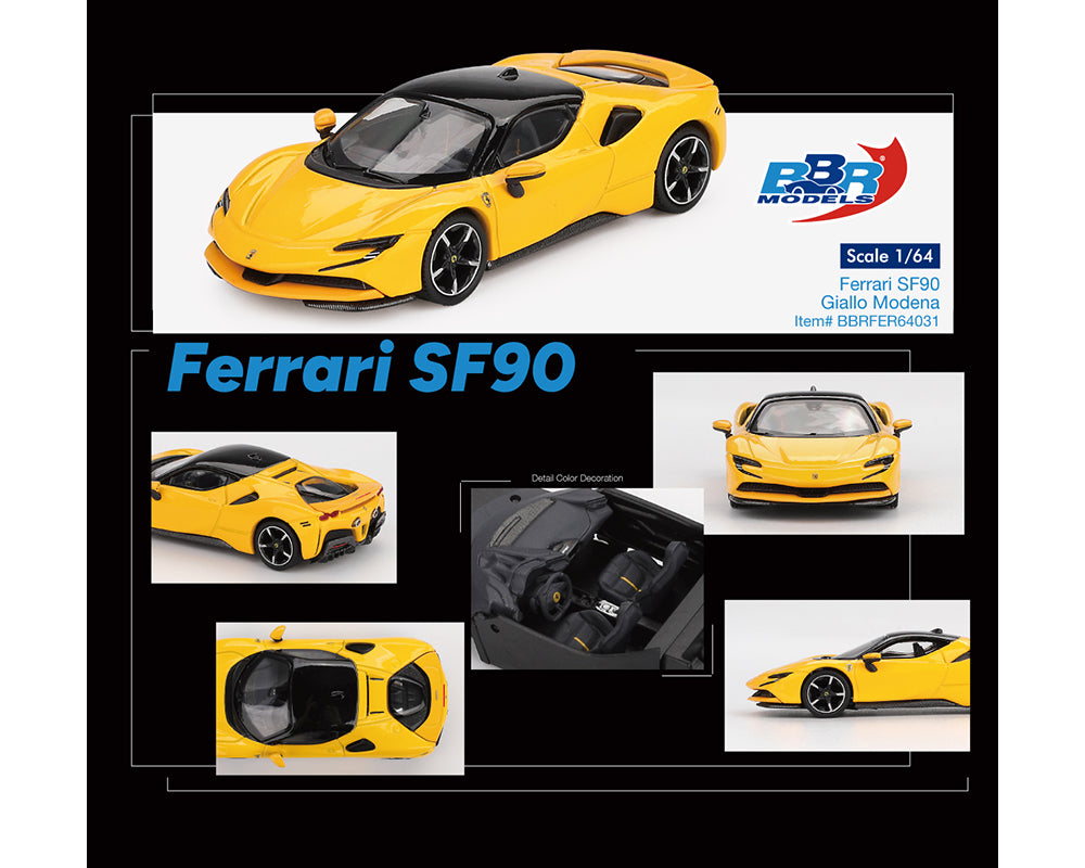 BBR Models 1/64 Ferrari SF90  Giallo Modena Yellow - BBRFER64031