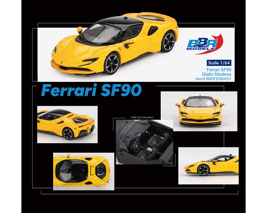 BBR Models 1/64 Ferrari SF90  Giallo Modena Yellow - BBRFER64031
