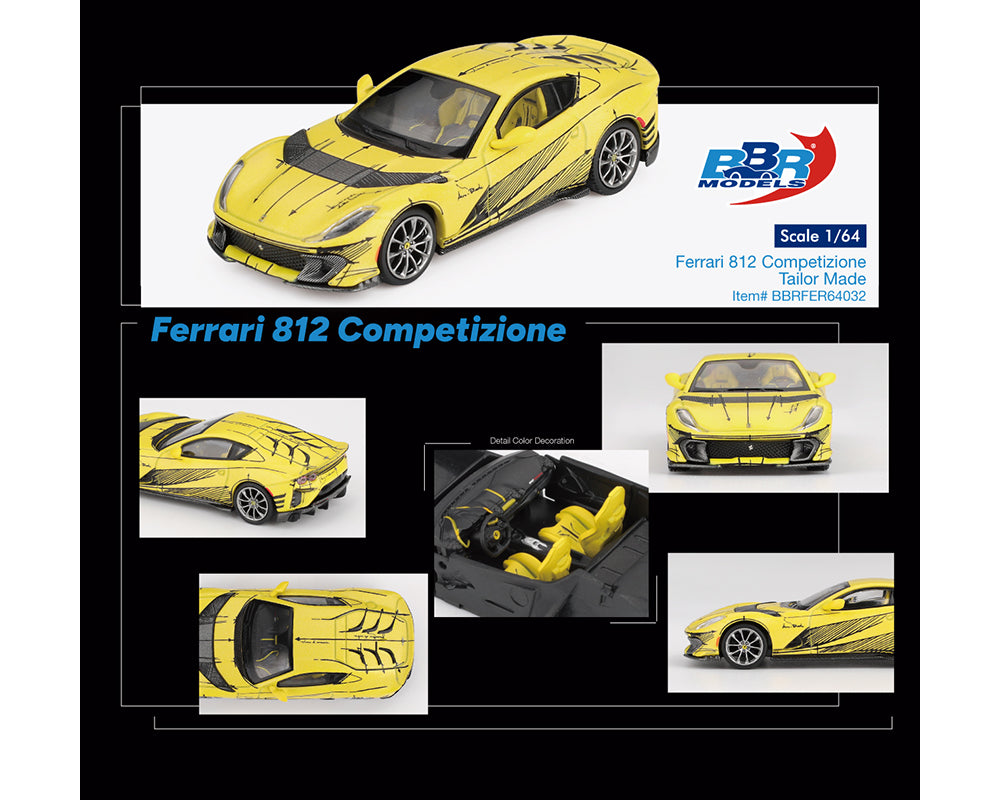 BBR Models 1/64 Ferrari 812 Competizione Tailor Made Yellow - BBRFER64032