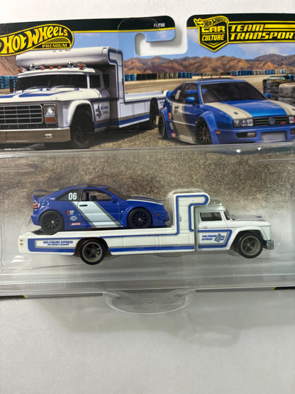 Hot Wheels 1/64 Car Culture Team Transport 2026 Mix L Volkswagen Corrado VR6 & Retro RIG/ Camion White & Blue - JHX95