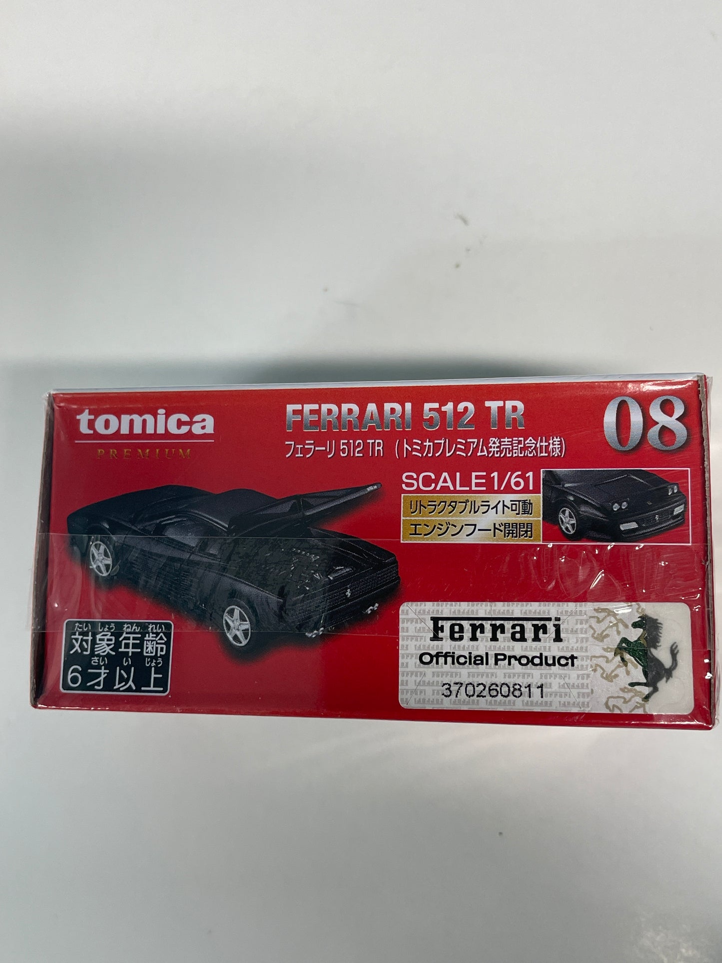 Tomica Premium 1/61 #08 Ferrari 512 TR (Tomica Premium Release Commemorative Edition) Black - 09252 - Damaged Box