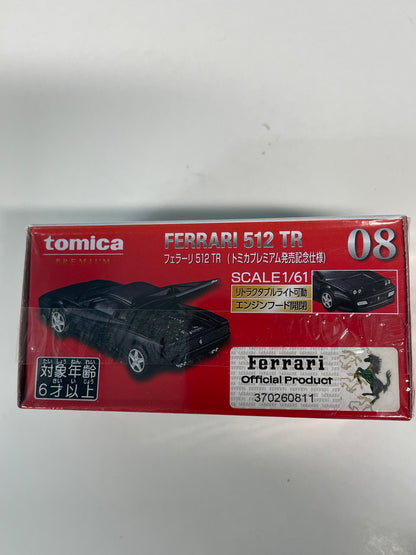 Tomica Premium 1/61 #08 Ferrari 512 TR (Tomica Premium Release Commemorative Edition) Black - 09252 - Damaged Box