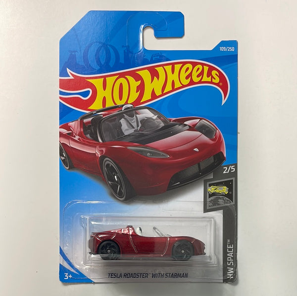 Hot Wheels 1/64 Tesla Roadster with Starman Red - Damaged Box