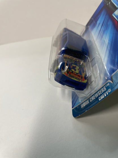 Hot Wheels 1/64 Work Crewsers Chevy Blue Damaged Box