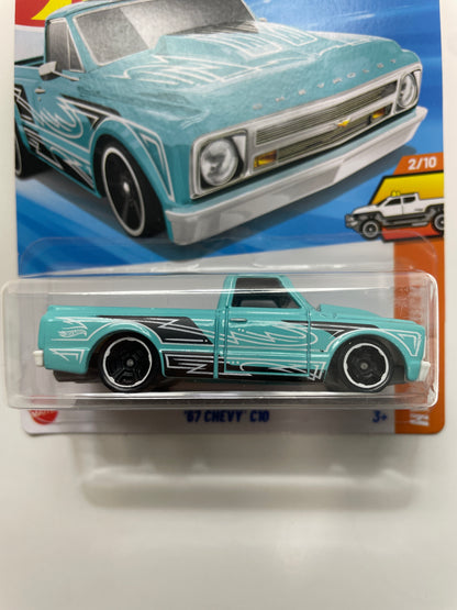 Hot Wheels 1/64 ‘67 Chevy C10 Teal - Damaged Box
