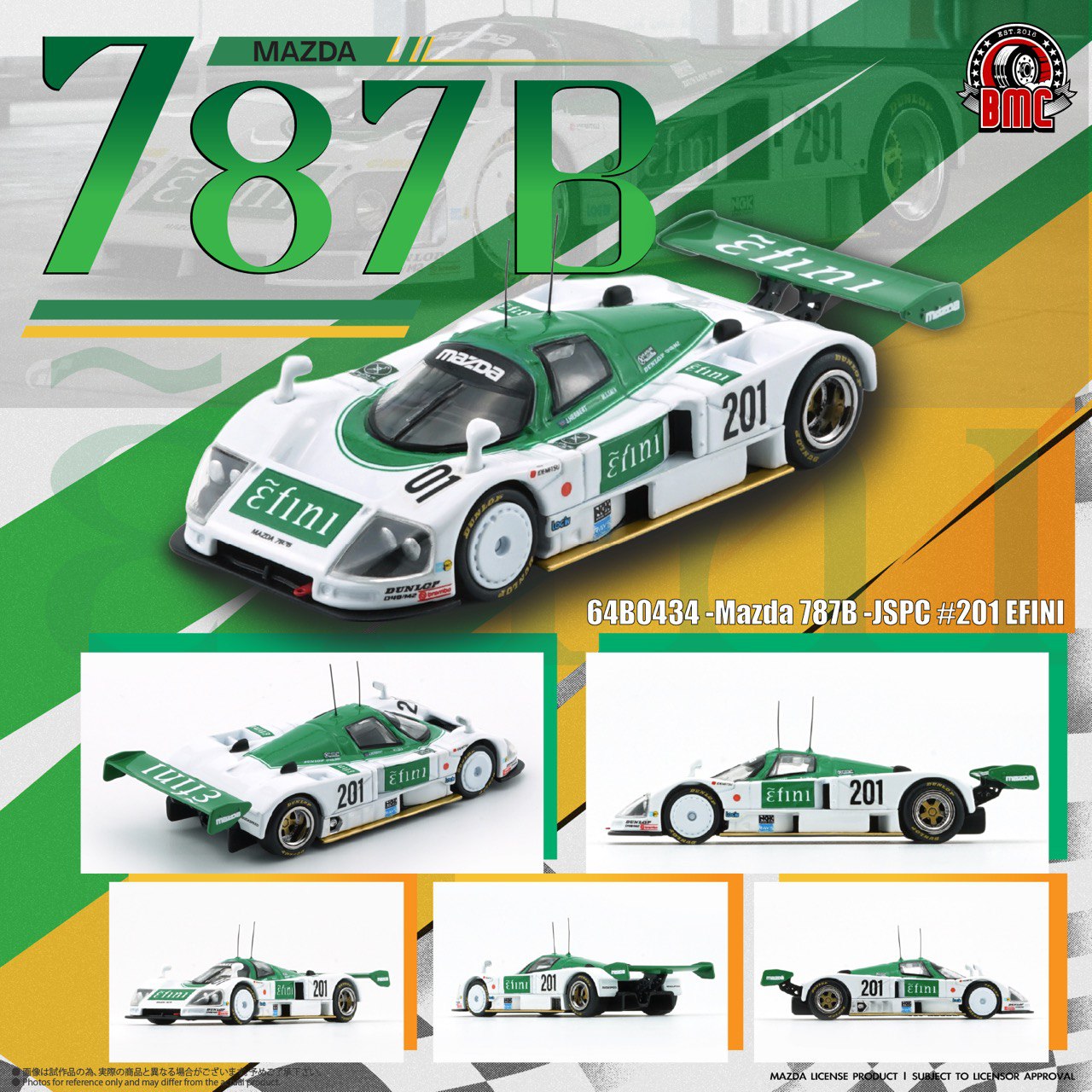 BM Creations 1/64 Mazda 787B n.201 White & Green - 64B0434