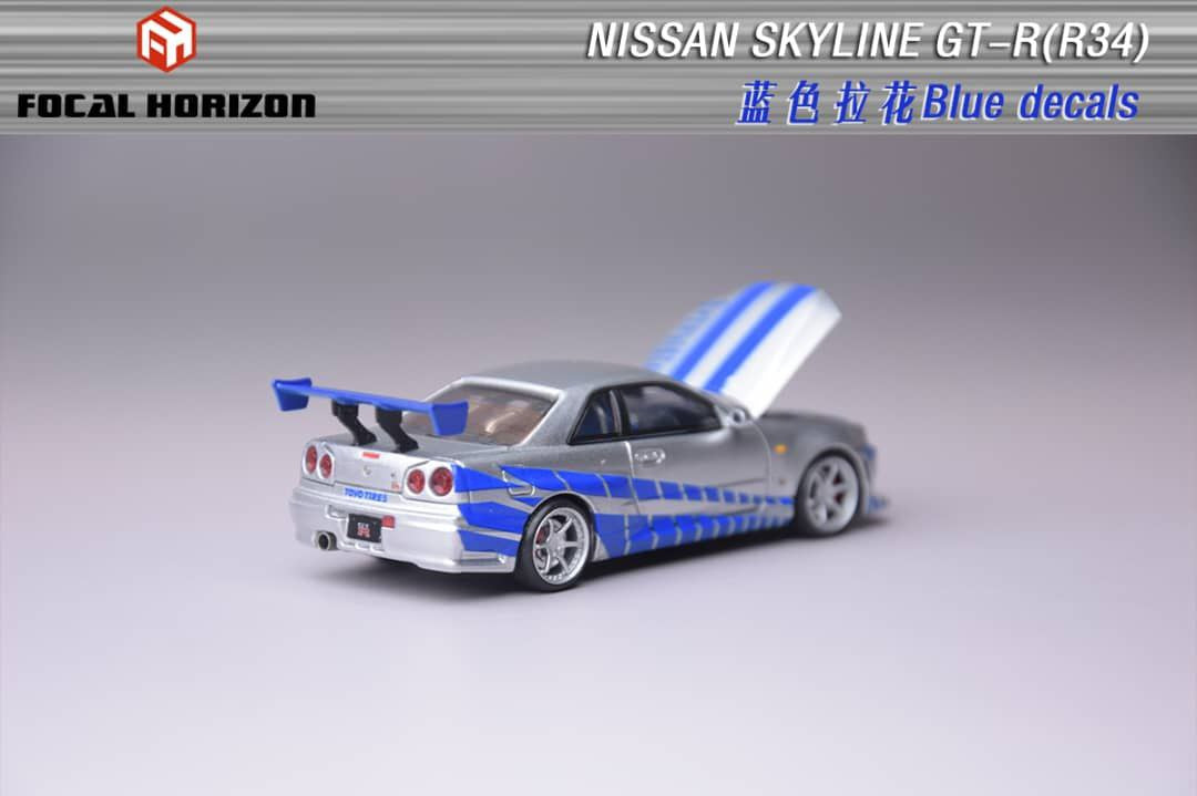 Focal Horizon 1/64 Nissan Skyline GTR R34 Silver & Blue
